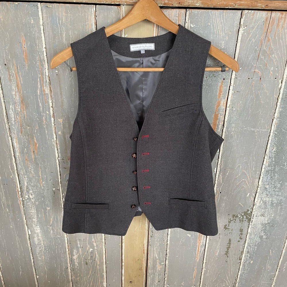 Dark Gray Vest with Red Accents